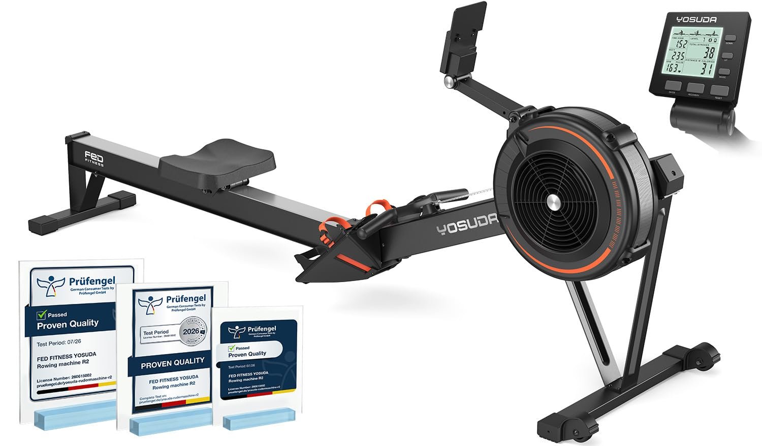 61QQZd8OAPL YOSUDA R2 Air Rowing Machine, 10-Level Resistance,Self-Powered Monitor - Image 1