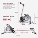 Sunny Health & Fitness Magnetic Rowing Machine, Extended-Rail Home Rower - Image 7