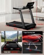 Foldable Treadmill for Home with 20% Incline, 14KM/H Treadmill with Handle - Image 6