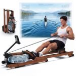 Dripex 14L Wooden Water Rower 12-Blade 150kg Bluetooth Tablet Foldable Gym