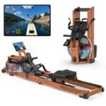 JOROTO Wooden Foldable Rowing Machine, Water Resistance, Bluetooth, 400 lb Capacity