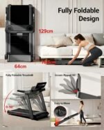 Foldable Treadmill for Home with 20% Incline, 14KM/H Treadmill with Handle - Image 4