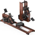 YOSUDA Foldable Wood Rowing Machine, Water Resistance, App Connected, 182 kg Capacity