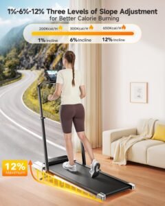 6-in-1 Folding Walking Pad, 1–12% Incline, Retractable Handrail, App & Remote - Image 2