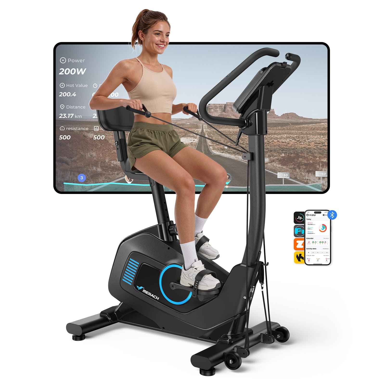 71Y19IZzrOL MERACH 5-in-1 Smart Exercise Bike with Adaptive Resistance & Backrest - Image 1