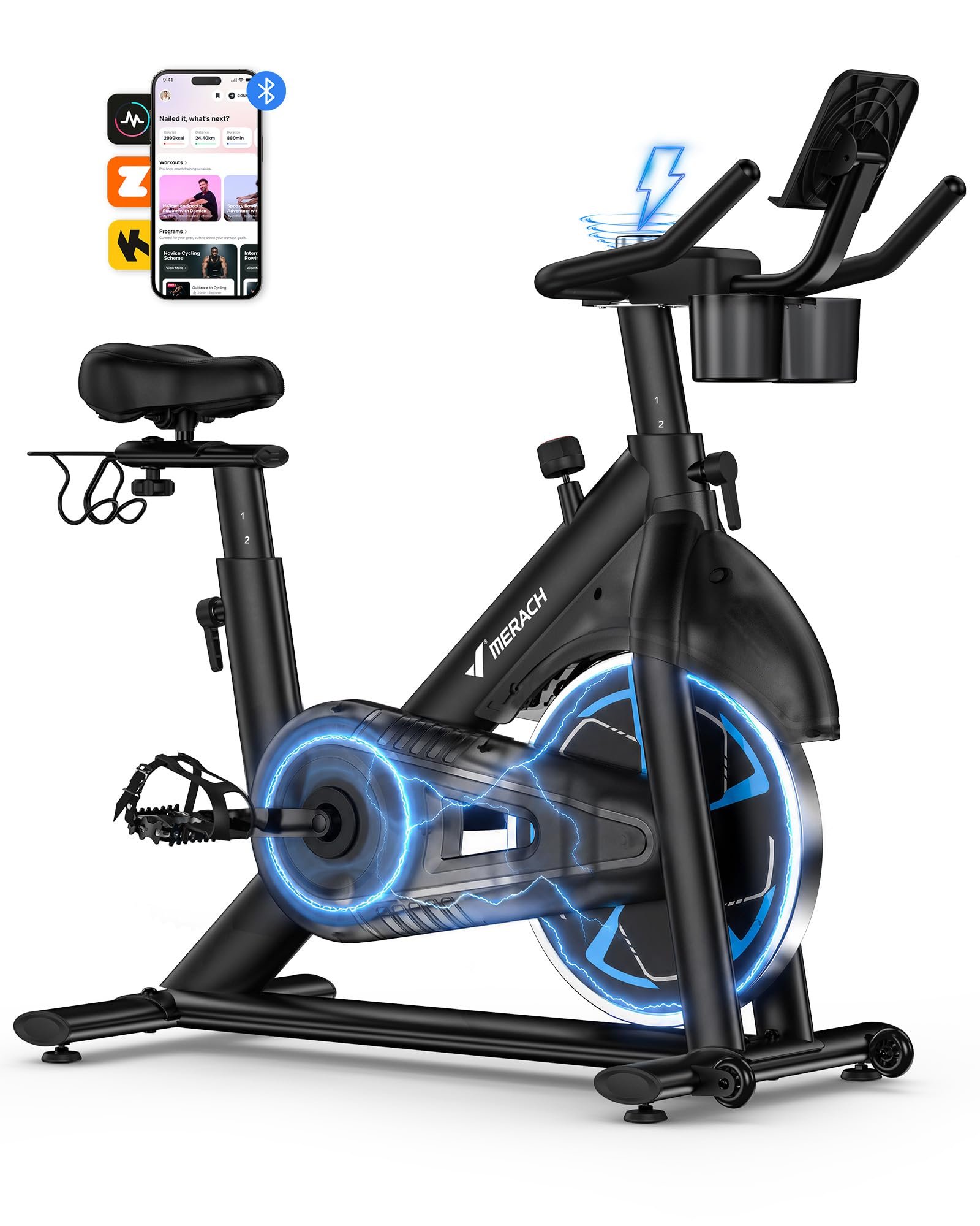 71_UJrSnp1L MERACH Self-Powered Magnetic Exercise Bike with Adaptive Resistance - Image 1