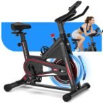 1. DMASUN Indoor Exercise Bike, LCD Display, Heart Rate Sensor, Tablet Holder & Quiet Drive