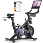 Merach Magnetic Exercise Bike with 15.6" Adjustable HD Screen