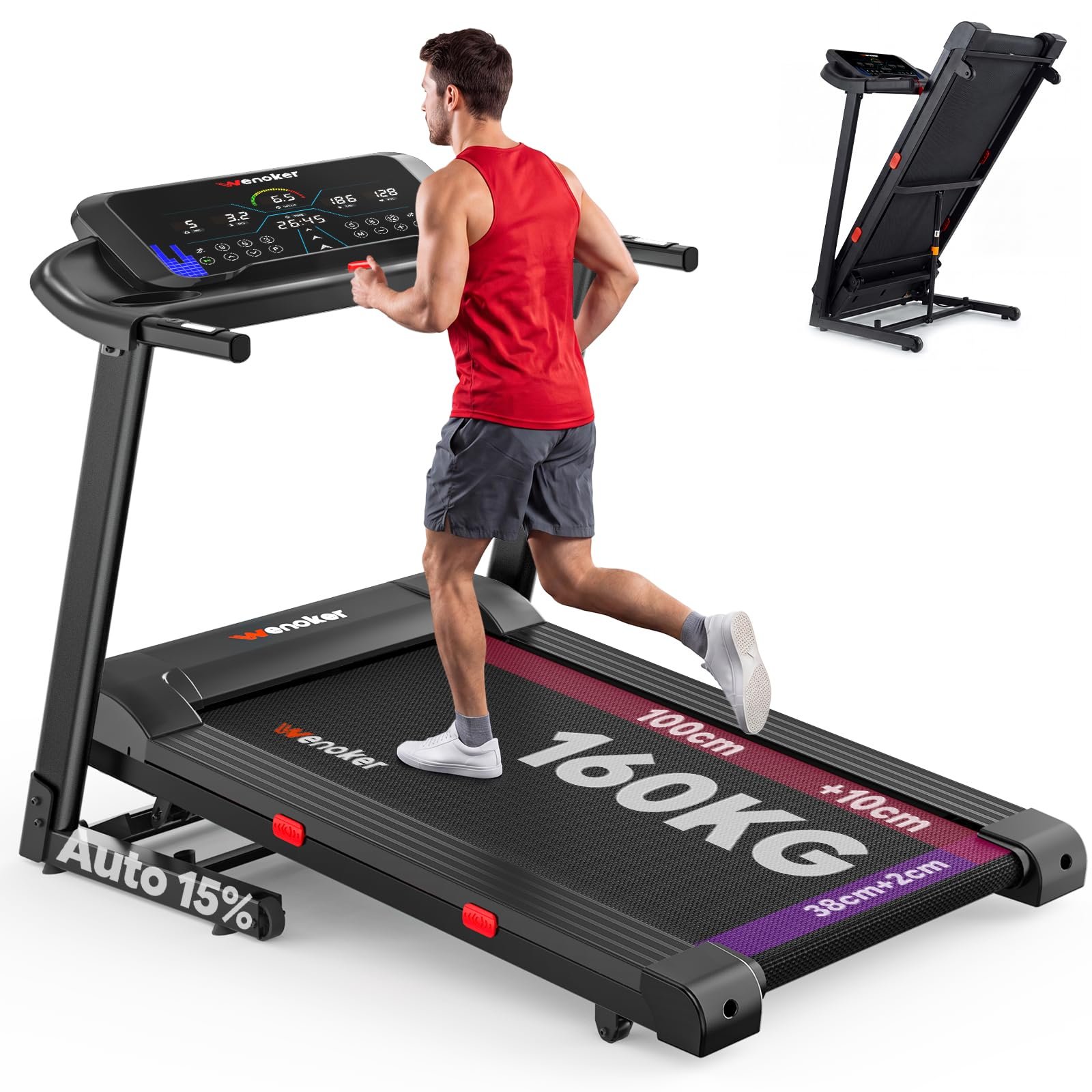 71qaO3ihUBL Heavy Duty Treadmills Foldable with Electric Auto 15% Incline - Image 1