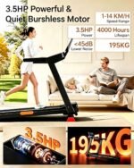 Foldable Treadmill for Home with 20% Incline, 14KM/H Treadmill with Handle - Image 3