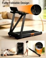 Foldable Treadmill for Home with 20% Incline, 14KM/H Treadmill with Handle - Image 5