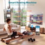 Dripex 14L Wooden Water Rower 12-Blade 150kg Bluetooth Tablet Foldable Gym - Image 3