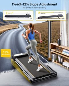 6-in-1 Folding Treadmill, 12% Incline, 2.5HP, 16 km/h, Heart Rate, App & Bluetooth Speaker - Image 2