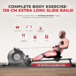 Sunny Health & Fitness Magnetic Rowing Machine, Extended-Rail Home Rower - Image 3