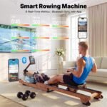 Dripex 14L Water Rower 12-Blade 150kg Wooden Bluetooth Holder Foldable Home - Image 4